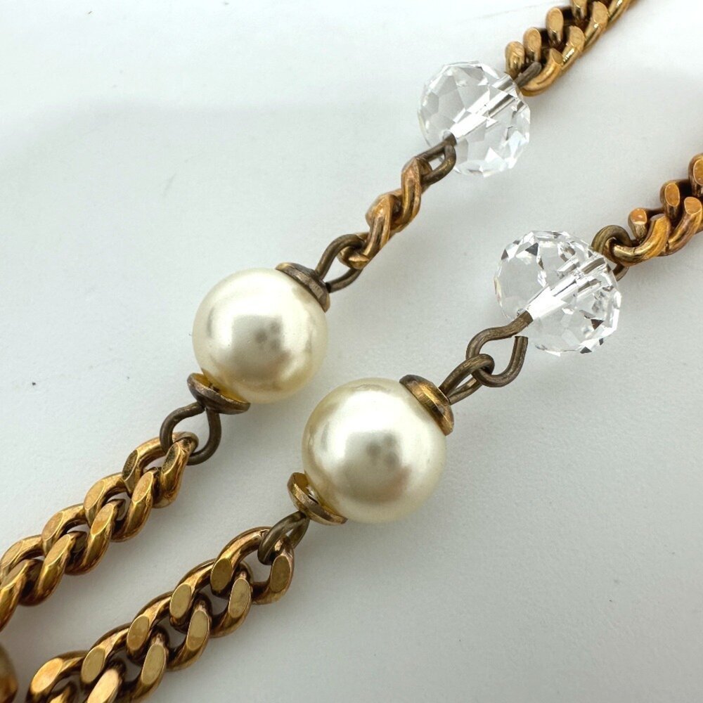 CHANEL Authentic Gold Pearl Logo Necklace - Picture 7 of 9